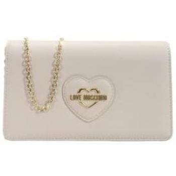 Love Moschino Écru Heart Clutch Bag with Gold Logo, Women, One Size