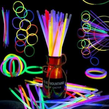 Pacchetto da 100 bastoni luminescenti pieghevoli con connettori Neon per matrimoni