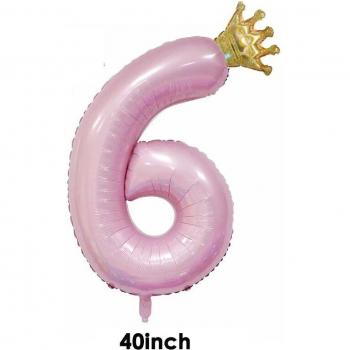 Aluminio 40 con Número y Coroña Rosa – Decoración