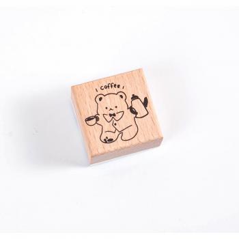 Timbres de papeterie Ours Ouvrier Mignon en bois et caoutchouc