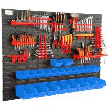 Rangement mural d’outils 115×78 cm – 22 boîtes, système de classement
