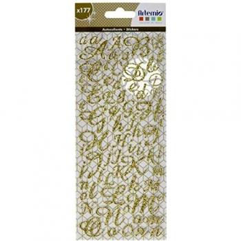 Lettres de l'alphabet adhésives pailletées dorées