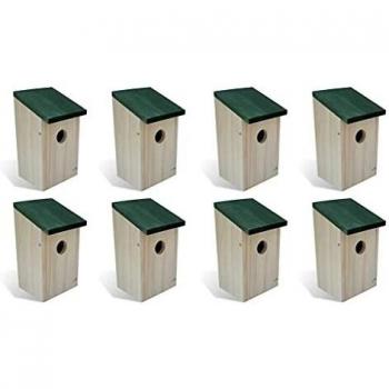 8 Pack Bird Houses Wood 12x12x22 cm
