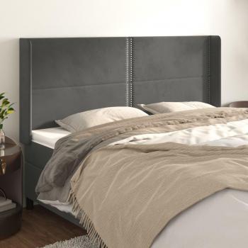 Kopfteil mit Ohren Samt Dunkelgrau 183x16x118/128 cm