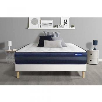 Matelas 90x200 ACTIMEMO Tech Mémoire de Forme 5zones de Confort + sommier KIT Blanc