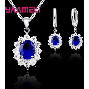 Joyas de plata esterlina 925 con corte ovalado de cristal cúbico CZ para mujeres