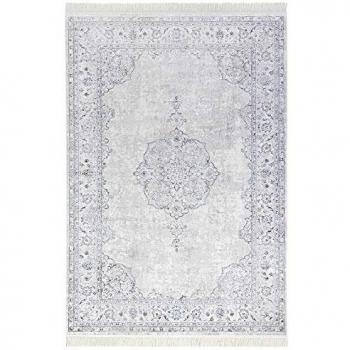 Teppich NOURISTAN Orient Vintage Medaillon Gr. 3, blau (pastellblau), B:135cm H:5mm L:195cm, Viskose, Teppiche, Fransenteppich, Orientalisch mit Fransen, Orient, Wohnzimmer, Schlafzimmer, Esszimmer