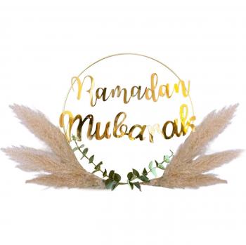 Cañita Floral para Ramadán: Guirnalda Aro con Hoja Verde