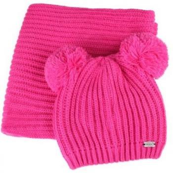 Warm Knit Hat and Scarf Set with Double Pom Poms