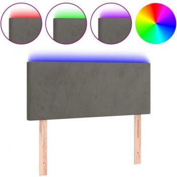 Tête de lit multifonction LED, design velours gris foncé, dimensions 80x5x78 cm