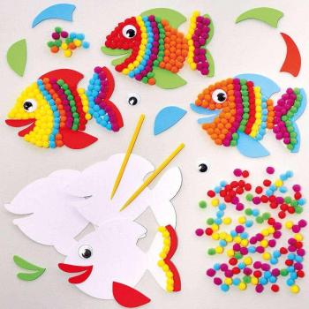 Colorful Mermaid Magic Pom Pom Art Kits (Pack of 5)