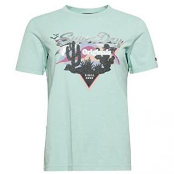 T‑shirt Superdry Vintage Narrative Femme Blue‑Turquoise Manche Courte