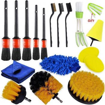 17 Pcs Car Cleaning Brush Set for Interior and Exterior Detailing