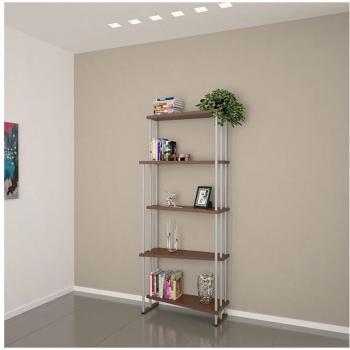 Libreria Divisoria Moderna in Legno Made in Italy Mod. Iris Noce L75 X P30/22 X 190h