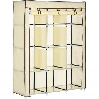 Armario de Tela Homcom para Dormitorio 8 Estantes y 2 Barras 162,5x125x43 cm