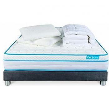 Coffret BodyZone+ 140x200 Ressorts ensachés, Visco 5 Zones Ultra épaisseur + Couette + 2 oreillers