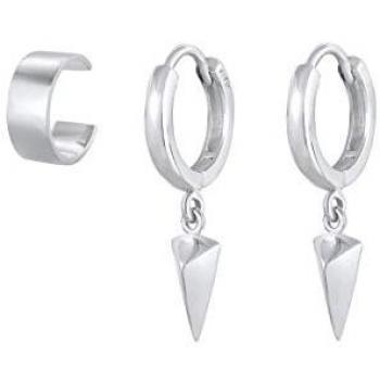 Elli 2er Set Dreieck Earcuff Creolen Ohrringe aus 925 Silber