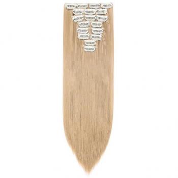 Sego Clip Extension Capillaire – 8 Pcs, 18 Clips, Tête Pleine Droite, Postiche Blond Foncé 26
