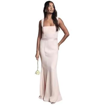 Blush Strappy Satin Bridal Bridesmaid Dress – Coast, 10