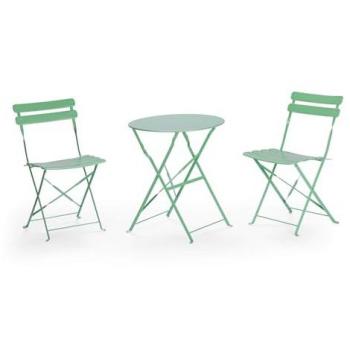 Daflah Vert : ensemble table ronde + chaises Rebecca (71×60×60) – 3 pcs