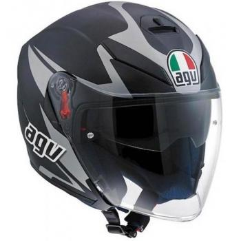 K‑5 JET E2205 Casco AGV (Negro/Gris)
