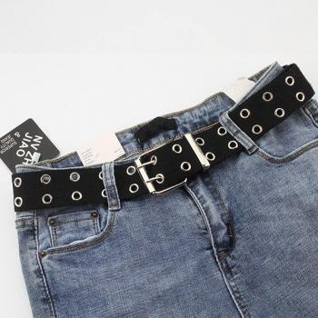 Double Row Hole Canvas Belt for Men and Women