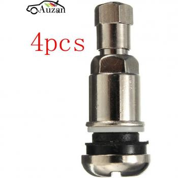 Alloy Wheel Tyre Valve Set in Silver with Dust Caps