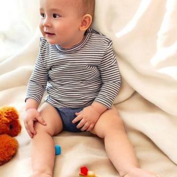 Baby Langarm T-Shirt Body „OrganicEra“ aus Bio Baumwolle grau melange