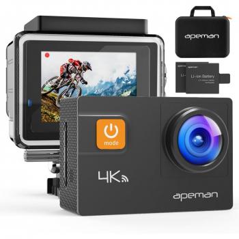 Fotocamera Sportiva Apeman 4K 20MP 170° Impermeabile con Custodia