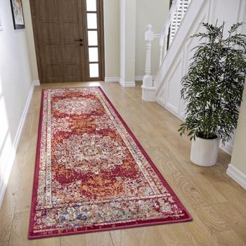 Orient Maderno Red Medallion Rug – 80×240 cm, 0.8 cm Pile, Polypropylene, Vacuum‑Safe