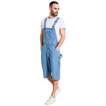 Uskees Men’s Denim Dungaree Shorts, Pale Wash – BLAKEPALE L36