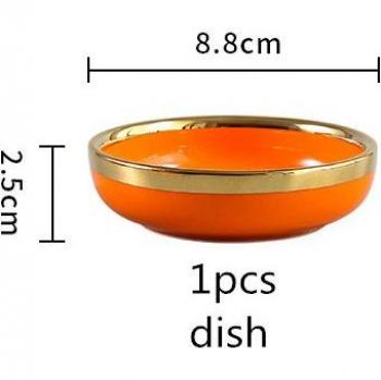 Luxury Orange Ceramic Dinner Set with Gold Inlay