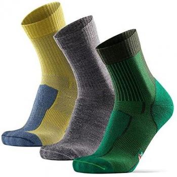Danish Endurance Leichte Merino Wandersocken 3er Pack Mehrfarbig (1 x Grau, 1 x Grün, 1 x Gelb), EU 43-47