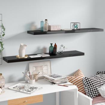 VidaXL Set of 2 Floating Shelves, High Gloss Black, 120x23.5x3.8 cm, MDF