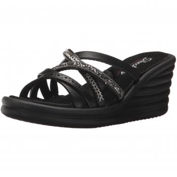 Skechers Rumbler Wave-New Lassie, Sandalias de Mujer, Color Negro