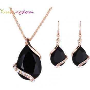 Yunkingdom Geometric Wedding Jewelry Set in Gold