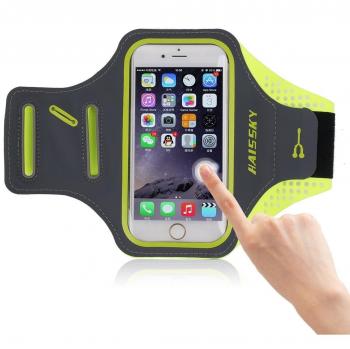Brassard de Sport Haissky pour Téléphone Anti-Sueur avec Porte-clés et Sangle Réglable pour iPhone X/8 Plus/7 Plus/6 Plus Samsung S8/S7 Edge Note 8 et Autres Smartphones jusqu'à 6 pouces