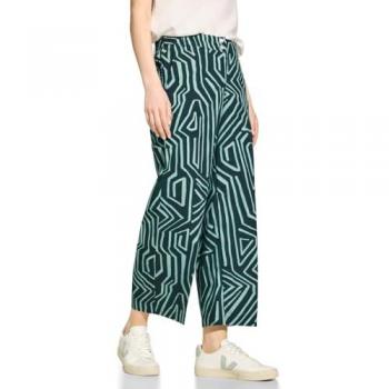 Cecil Culotte – Loose Fit Hosen für Damen – Stil Neele Light Cotton AOP, 100 % Baumwolle, high waist, grün