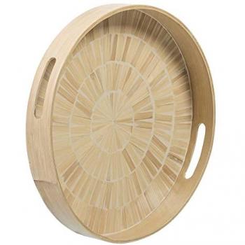 Beige Holz Snacktablett 35 x 35 x 5 cm Bambus MDF