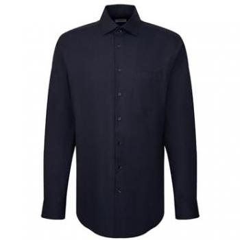 Herren Flanellhemd Comfort Langarm Kentkragen Uni dunkelblau 100% Baumwolle