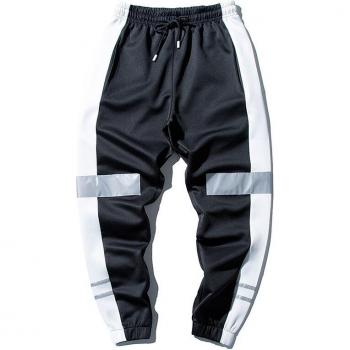 Hip Hop Style Black Reflective Sweatpants for Men