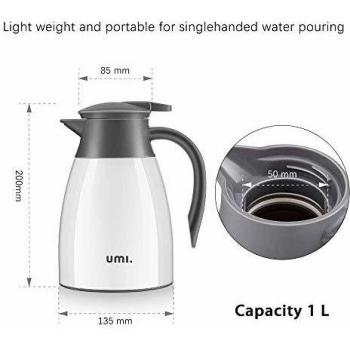 UMI Caffè Caraffa Thermo 1L in Acciaio Inox, Doppia Parete