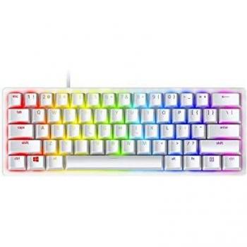 Teclado Mecánico Gaming Razer Huntsman Mini Blanco Interruptores Clicky Ópticos Morados
