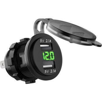 Chargeur Automobile 12/24 V : 2×USB 5 V 2,1 A + Affichage Voltmètre