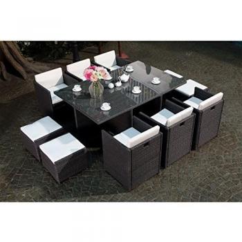 Salotto Esterno 10 Posti Resina Intrecciata Grigio/Bianco Miami