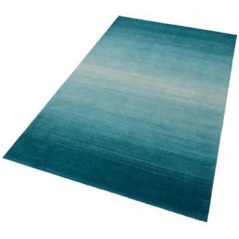 Handgewebter Teppich 100% Schurwolle 190 x 290 cm Türkis