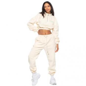Oversize Fleece-Trainingsanzug für Damen in Ekru