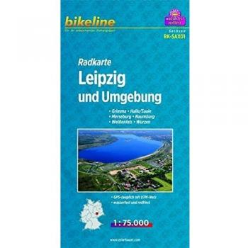 Bikeline Radkarte Leipzig und Umgebung, Grimma, Halle/Saale, Merseburg, Naumburg, Weißenfels, Wurzen, RK-SAX01. 1 : 75 000, wasserfest/reißfest, GPS-tauglich mit UTM-Netz