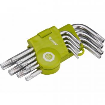 EXTOL CRAFT 66010 L-klíče TORX, sada 9ks, T10-50mm, krátké, vrtané