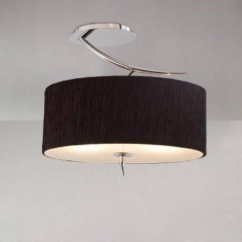 Eve Polished Chrome Semi Flush Light with Black Oval Shade